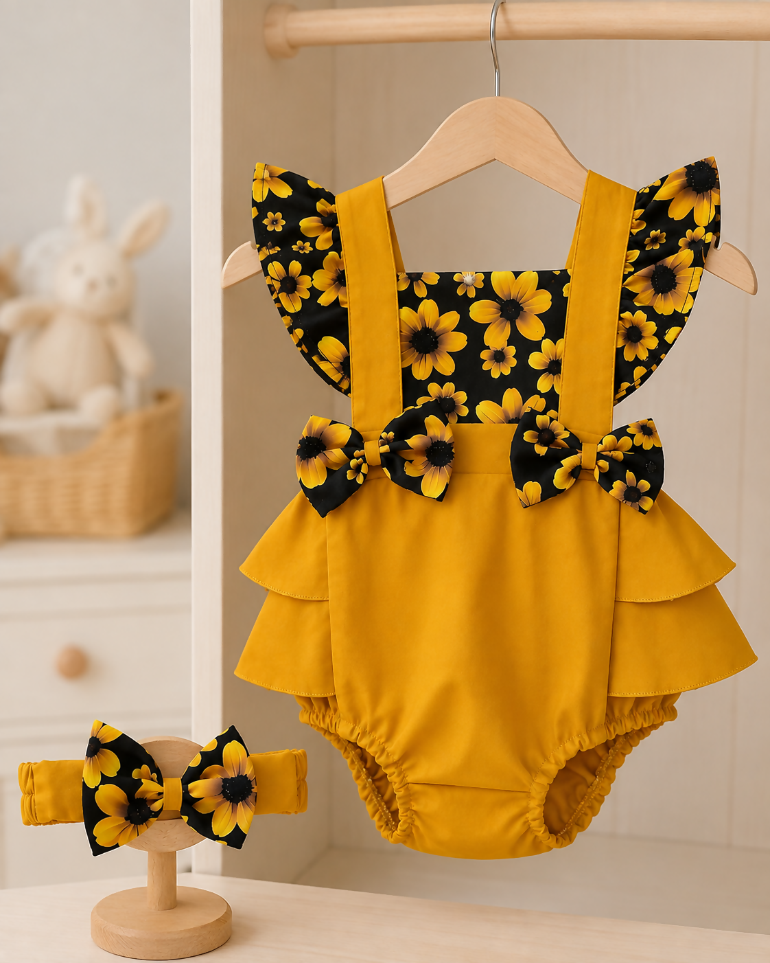 Baby Girl Satin Romper with Headband