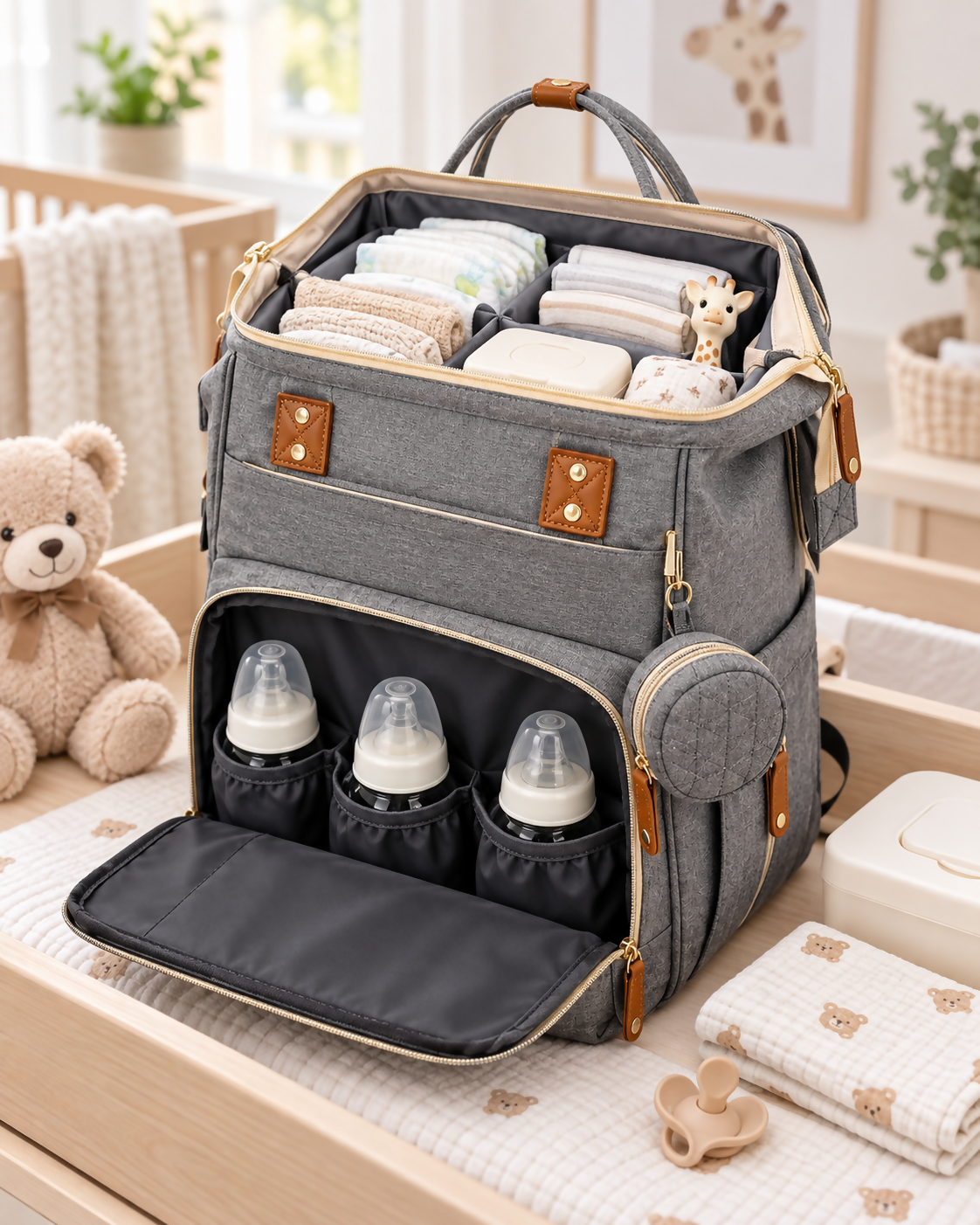 Large-Capacity Baby Diaper Backpack