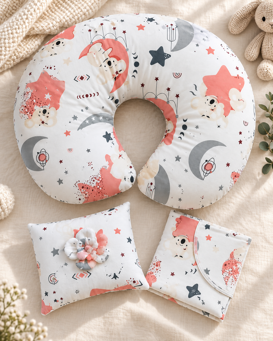 3-in-1 Cotton Nursing Pillow Set