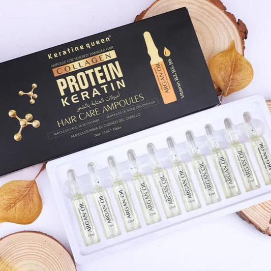 Keratin Queen Collagen & Argan Hair Care Ampoules – 10 × 13 ml