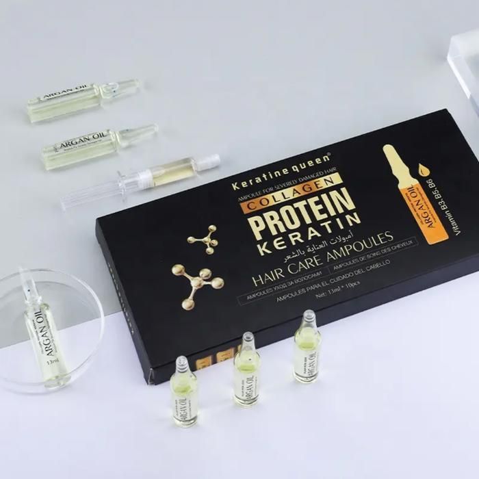 Keratin Queen Collagen & Argan Hair Care Ampoules – 10 × 13 ml