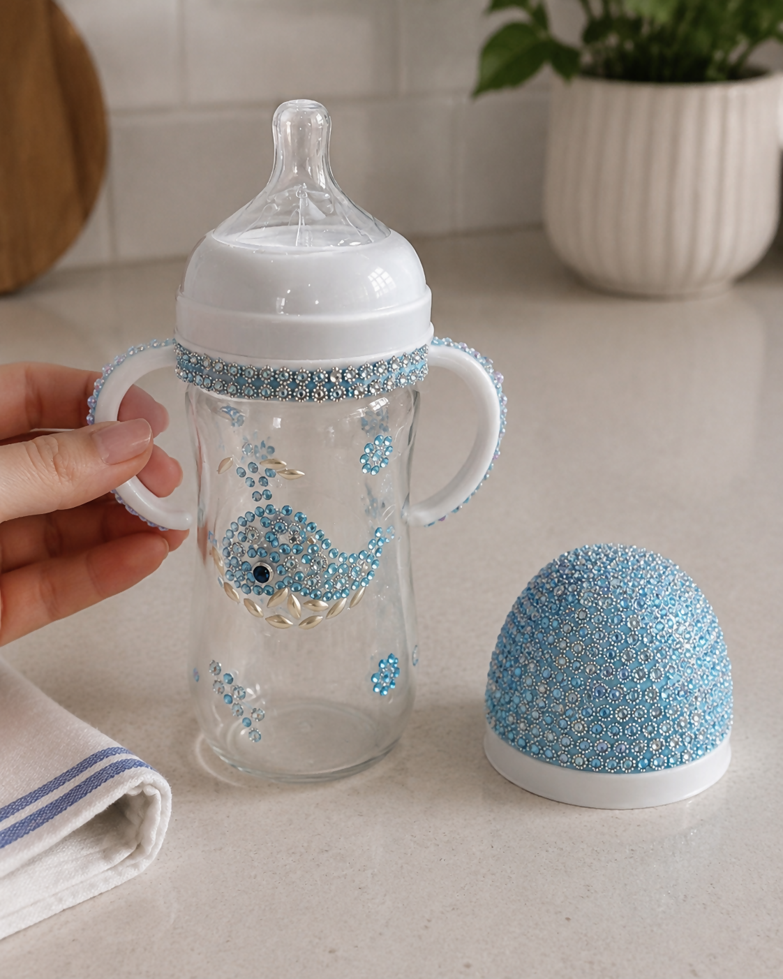 Decorated Glass Baby Bottle