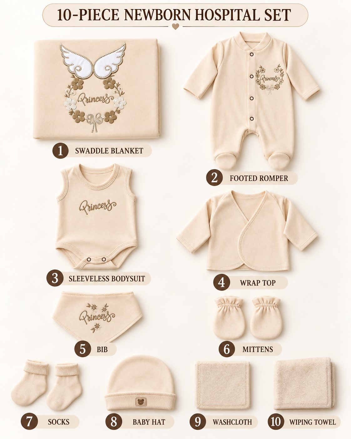 Princess Newborn Hospital Set – 10 Pieces